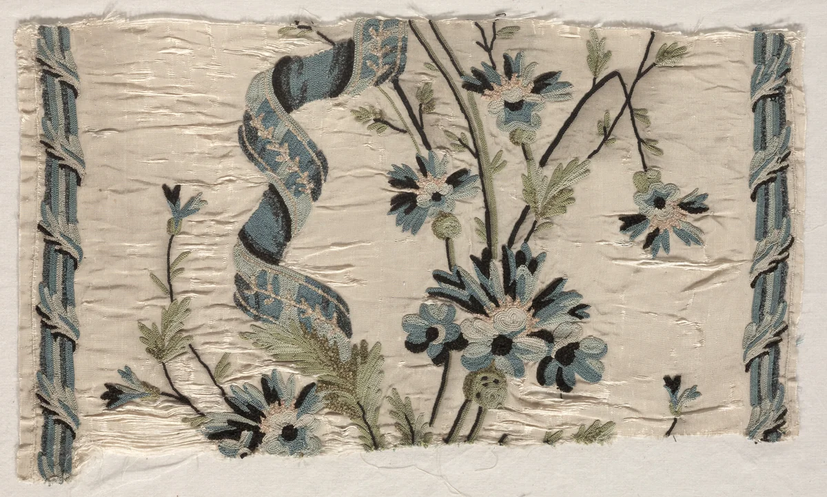 Two Pieces of Embroidery by Philippe de Lasalle, textile, 1723-1774