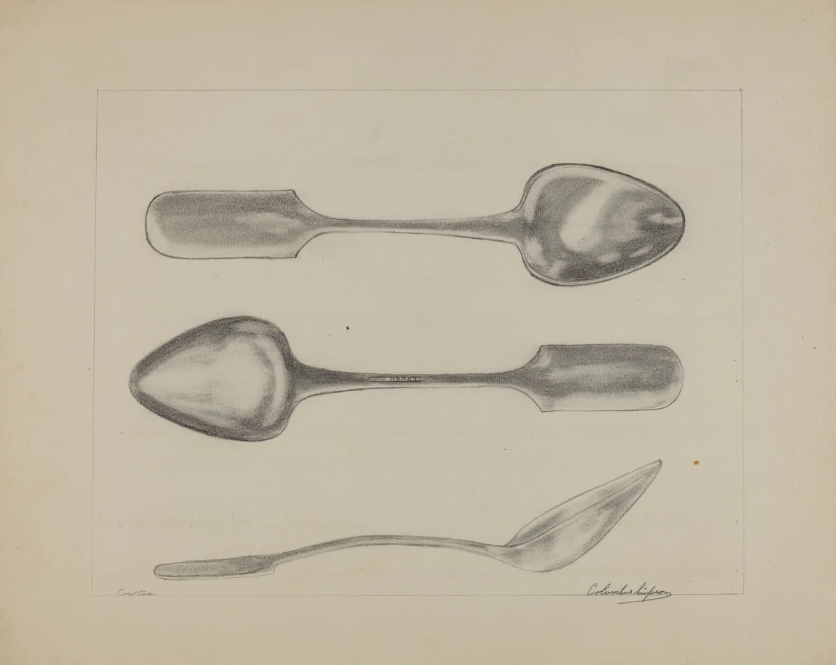 Silver Tablespoon by Columbus Simpson, index of american design, 1935-1942