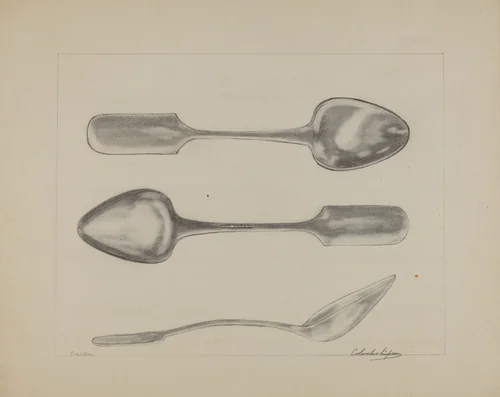 Silver Tablespoon by Columbus Simpson, index of american design, 1935-1942