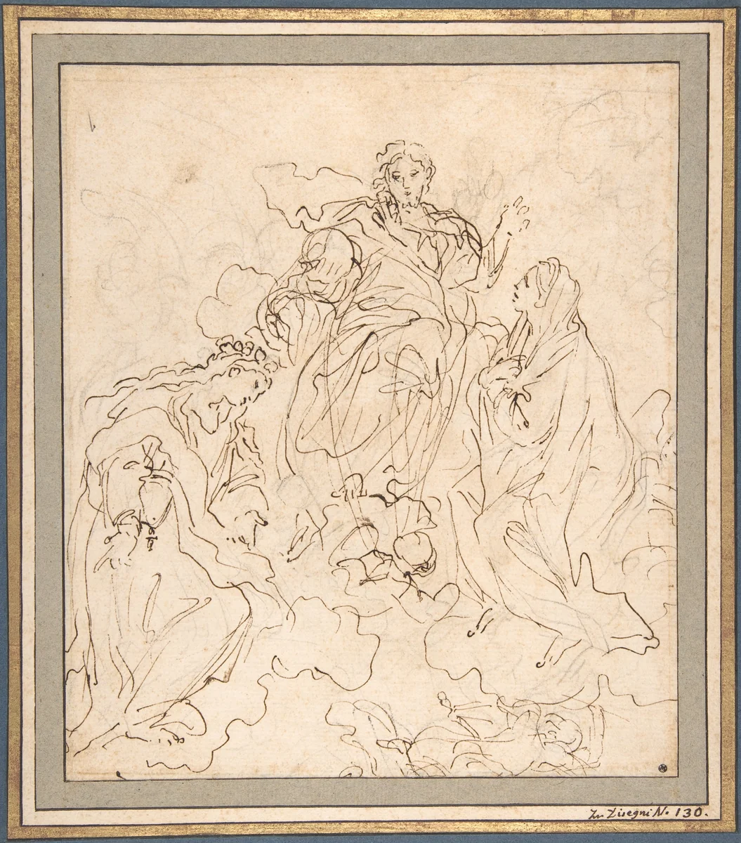 The Virgin and Saint Rosalia Interceding with Christ by Carlo Maratti, drawing, 1625-1713