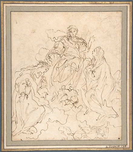 The Virgin and Saint Rosalia Interceding with Christ by Carlo Maratti, drawing, 1625-1713