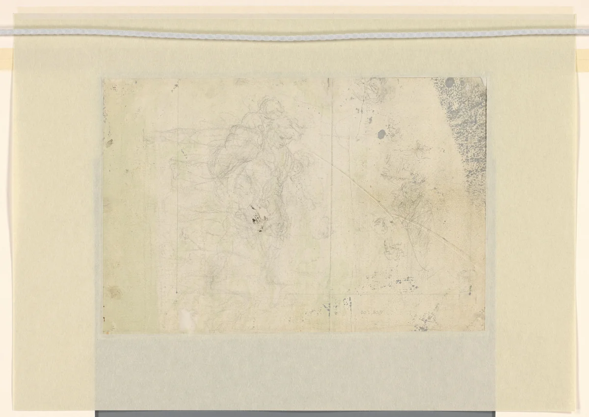 Schetsblad met verschillende figuren by anonymous, drawing, 1600-1699