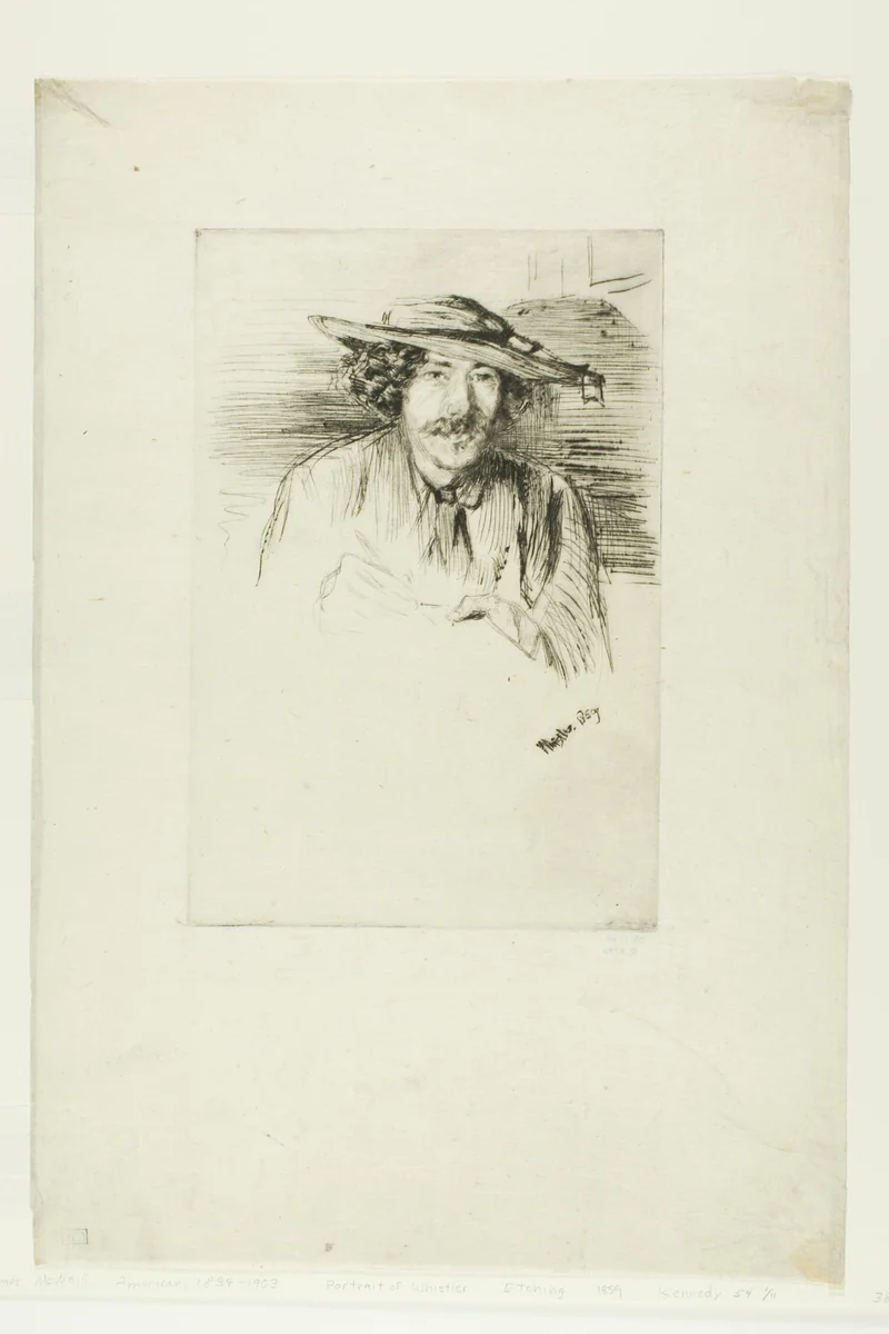 Whistler with a Hat by James McNeill Whistler, print, 1859