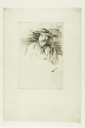 Whistler with a Hat by James McNeill Whistler, print, 1859