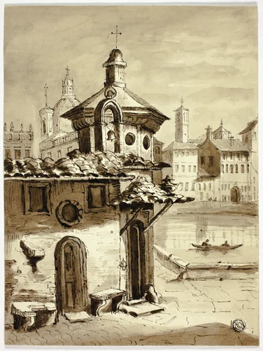 Venetian View by Elizabeth Murray, drawing, 1835-1882