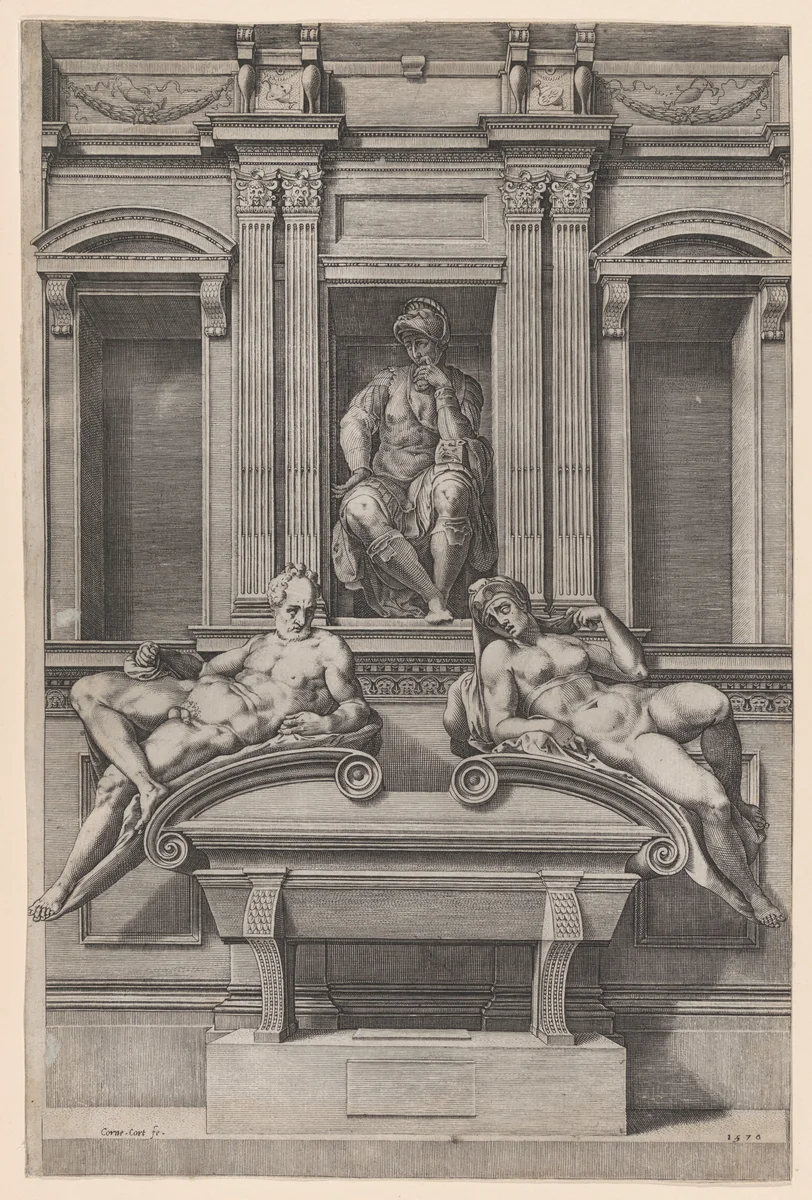The Tomb of Lorenzo de' Medici from The Tombs of the Medici by Cornelis Cort, print, 1570
