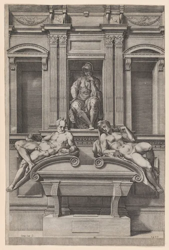 The Tomb of Lorenzo de' Medici from The Tombs of the Medici by Cornelis Cort, print, 1570