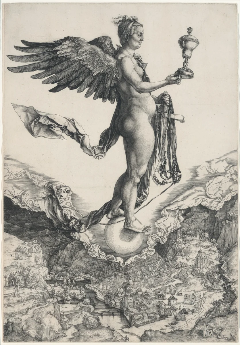 Nemesis by Albrecht Dürer, print, 1501-1502