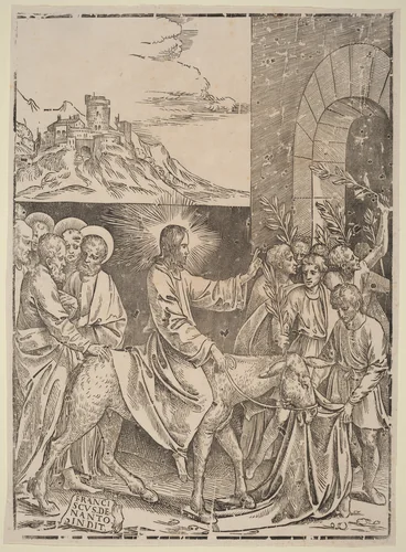Christ's Entry into Jerusalem by Francesco Denanto, print, 1452-1592