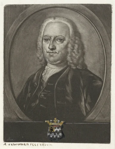 Portret van een man, mogelijk Johan van der Linden van Slingeland by Aert Schouman, print, 1720-1792