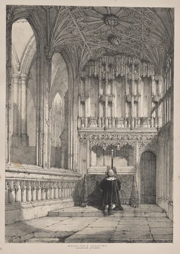 Architecture of the Middle Ages: Bishop Fox's Chantry, Winchester Cathedral by Joseph Nash, print, 1838