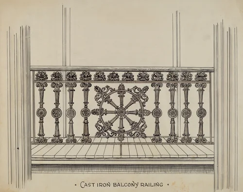 Cast Iron Balcony Rail by Lucien Verbeke, index of american design, 1936