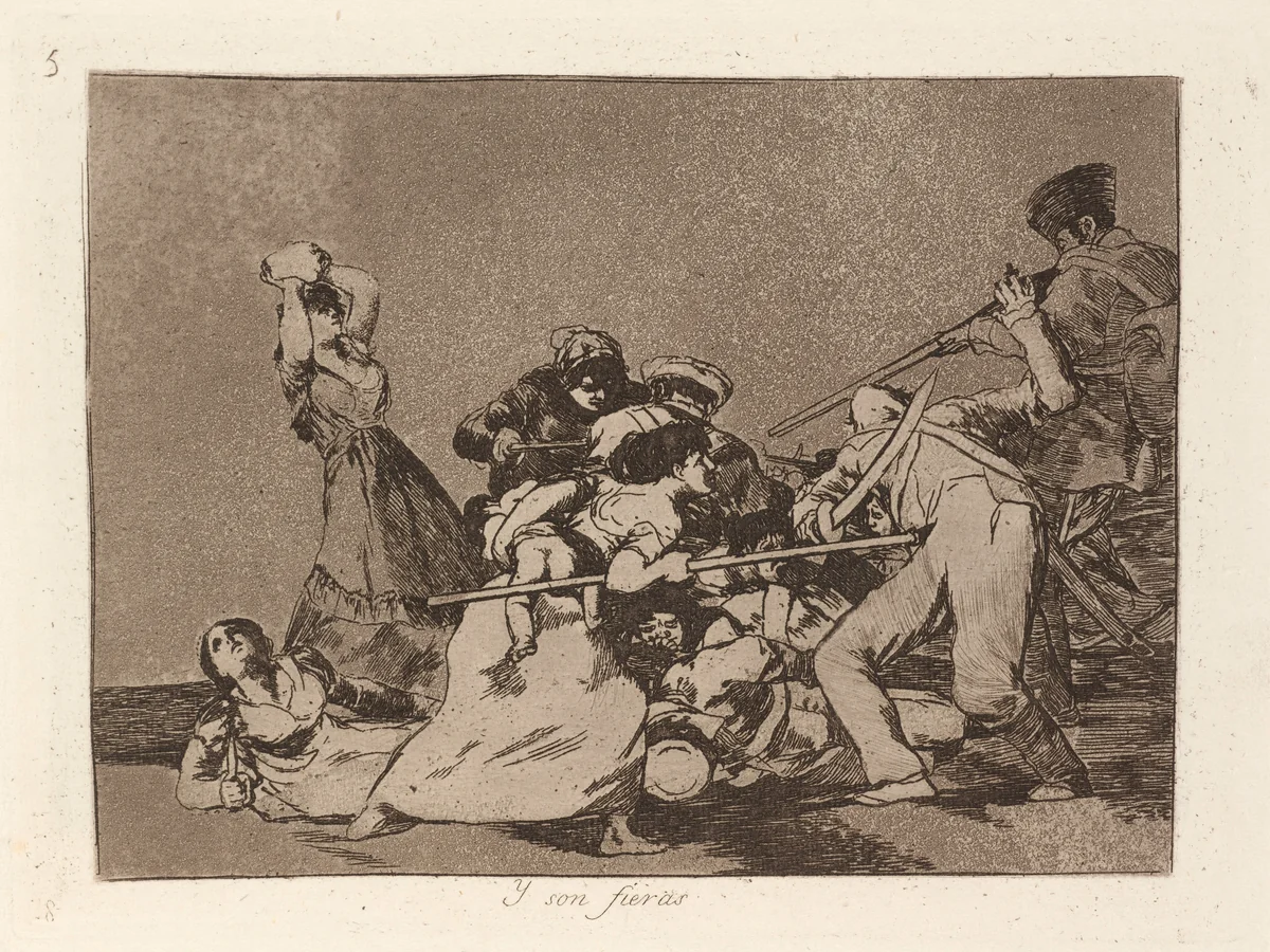 Y son fieras (And They Are Like Wild Beasts) by Francisco Goya, print, 1863