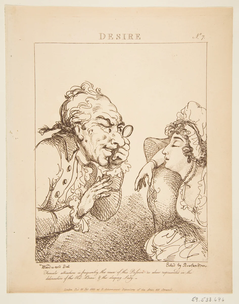 Desire (Le Brun Travested, or Caricatures of the Passions) by Thomas Rowlandson, print, 1800