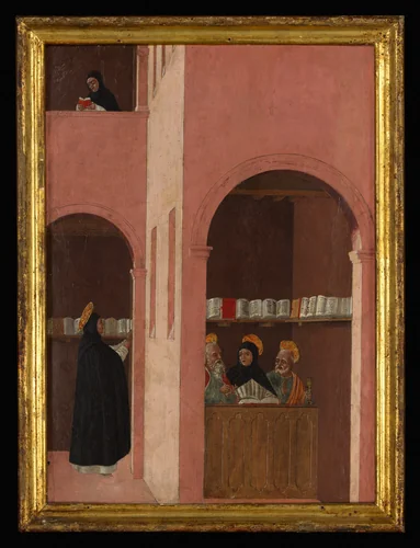 Saint Thomas Aquinas Aided by Saints Peter and Paul by Bartolomeo degli Erri, painting, 1460-1479