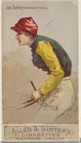 Jas. Galway, Preakness Stables, from the Racing Colors of the World series (N22b) for Allen & Ginter Cigarettes by Allen & Ginter, print, 1888