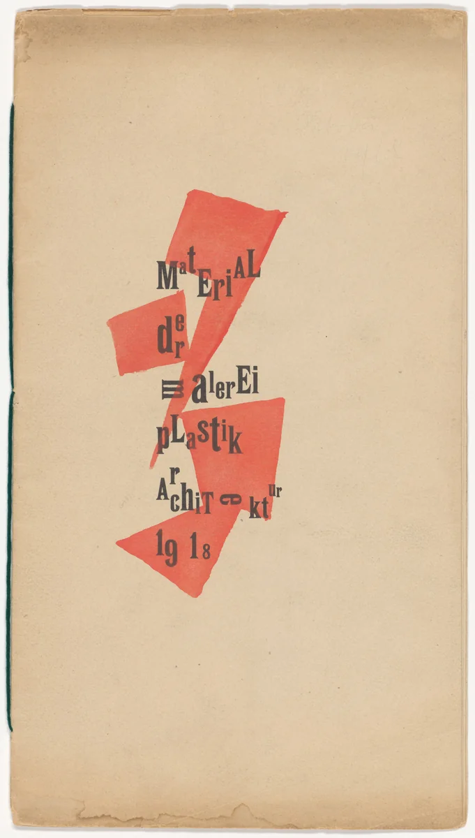 Front cover from Material der Malerei Plastik Architektur by Raoul Hausmann, illustrated book, 1918