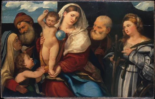 Madonna and Child with Saints by Bonifacio de' Pitati, painting, 1507-1553