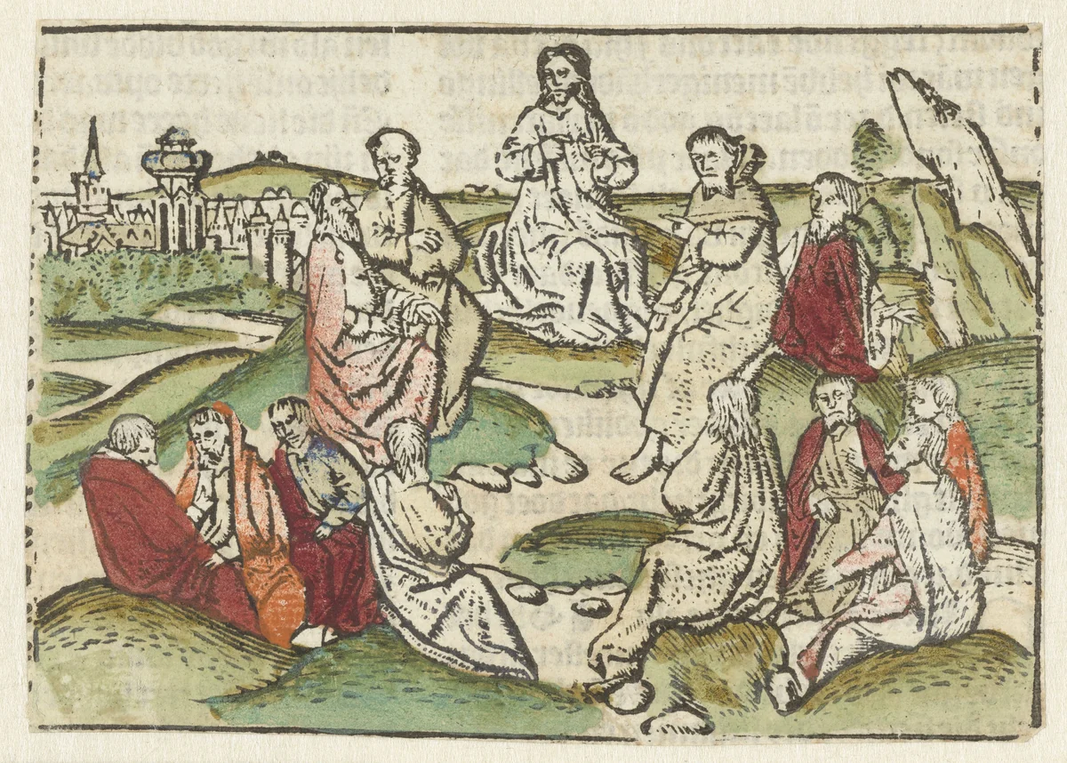 Christus op de berg met zijn discipelen by Unknown, print, 1483-1486
