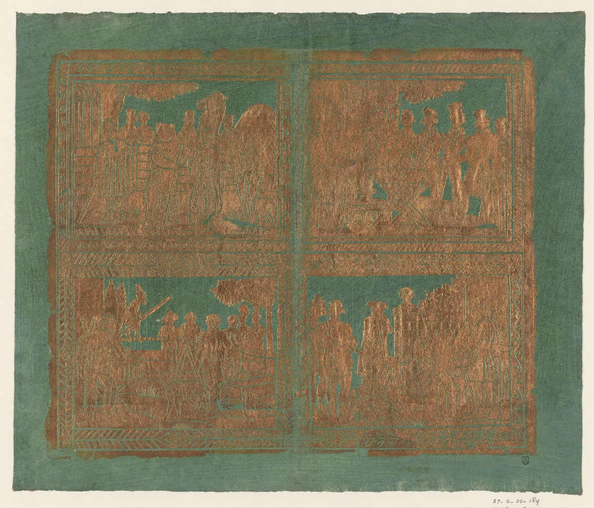 Blad met vier scènes uit het circus by anonymous, other, 1780-1840