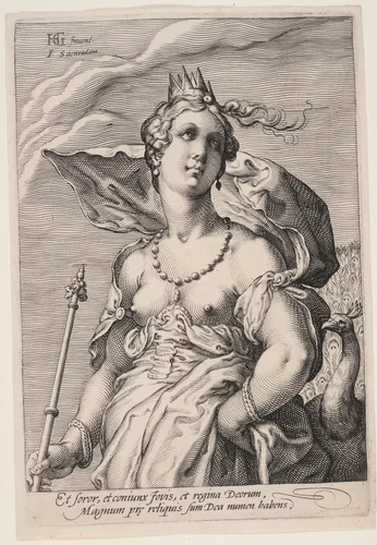 Juno, from Three Goddesses by Jan Saenredam, print, 1595
