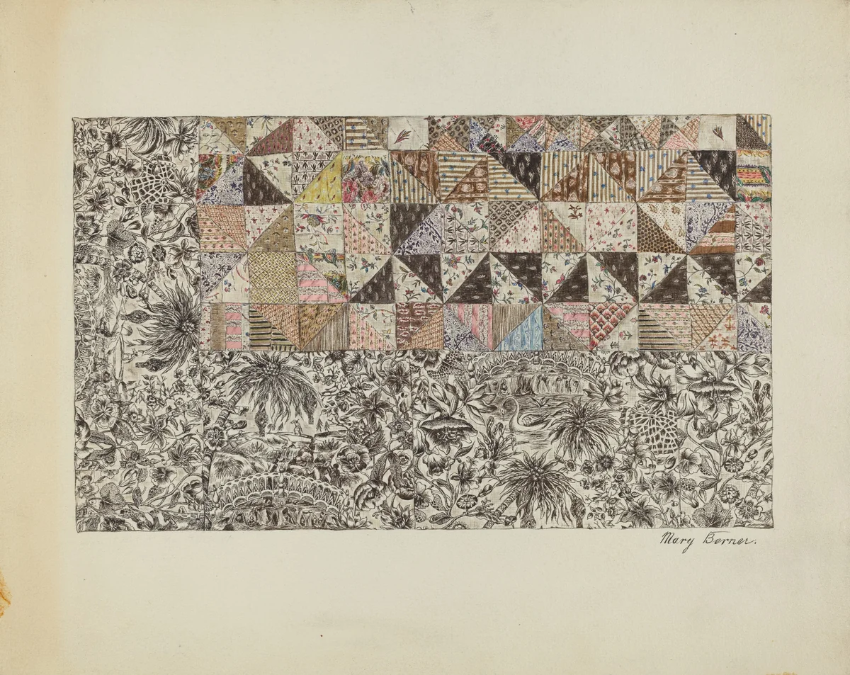 Patchwork Bedspread by Mary Berner, index of american design, 1937
