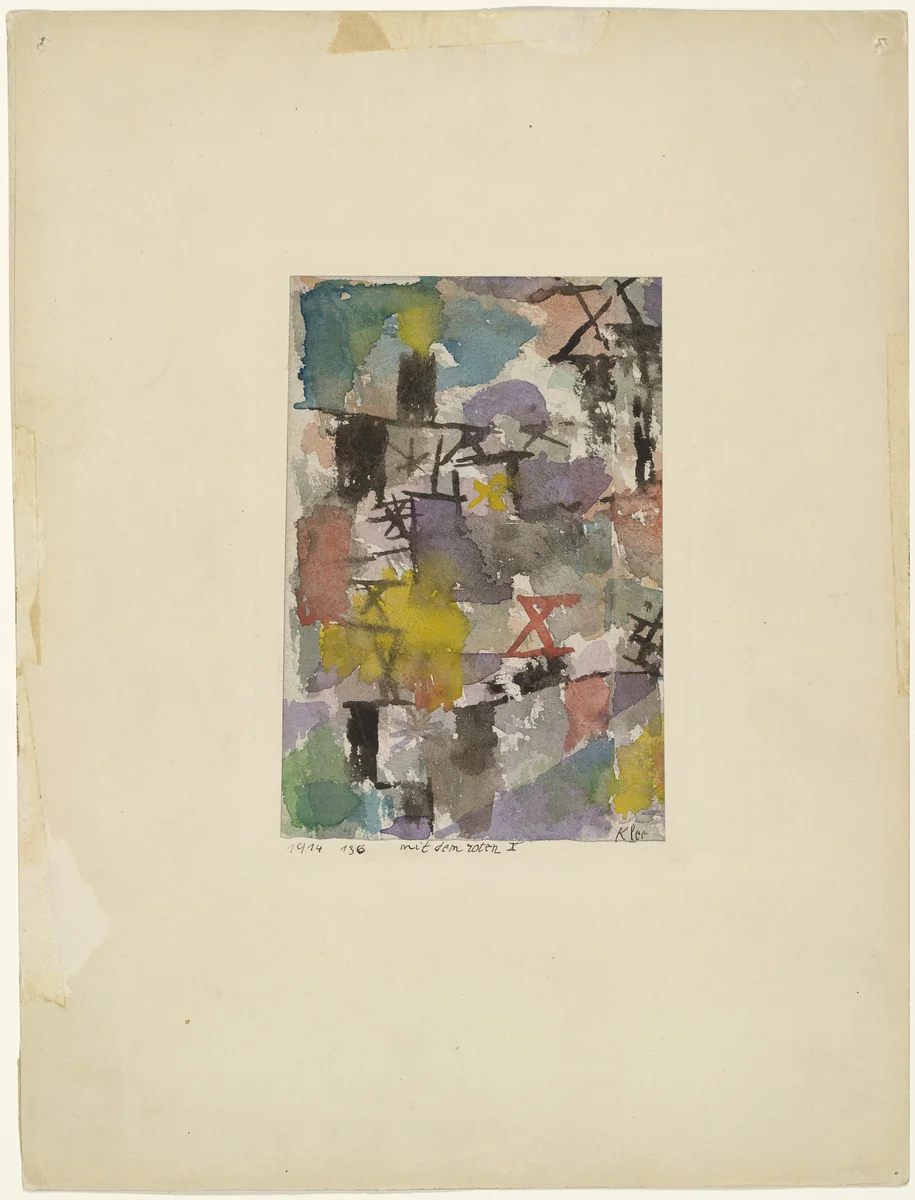 With the Red X (Mit dem roten X) by Paul Klee, drawing, 1914