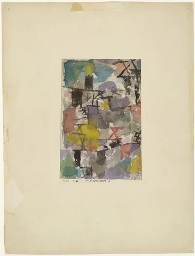 With the Red X (Mit dem roten X) by Paul Klee, drawing, 1914