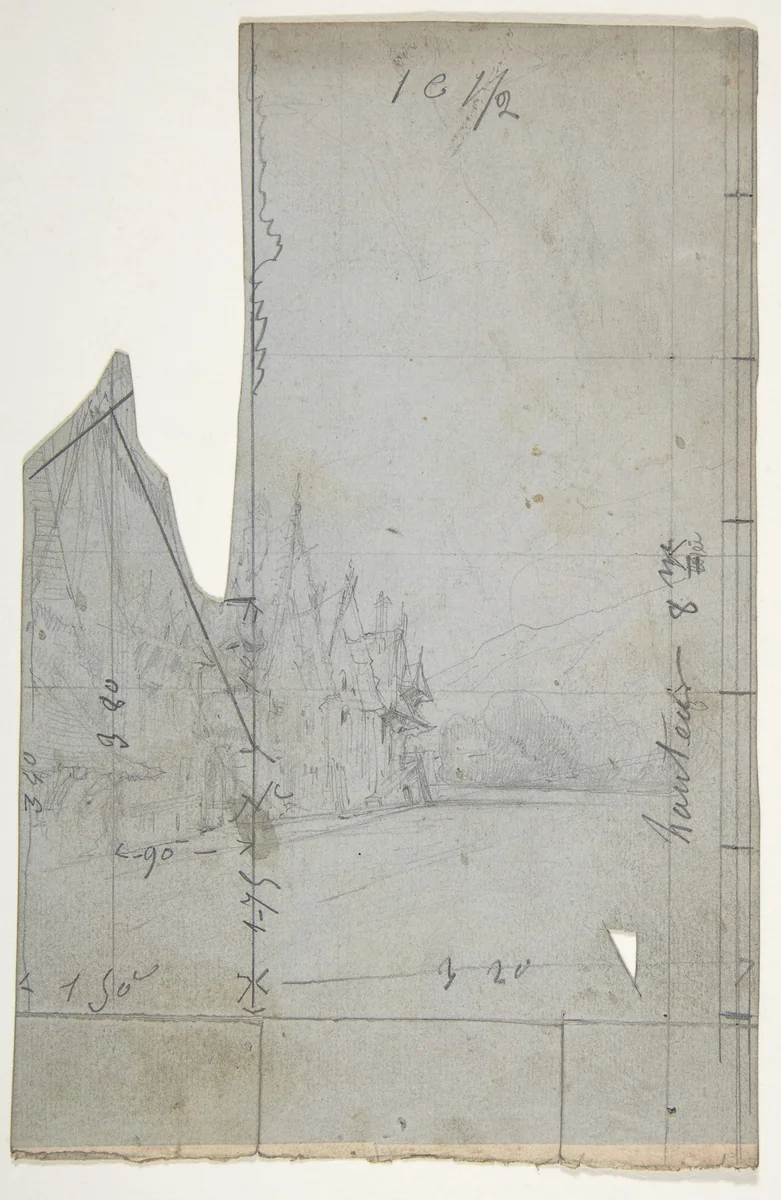 Design for a Stage Set at the Opéra, Paris by Eugène Cicéri, drawing, 1830-1890