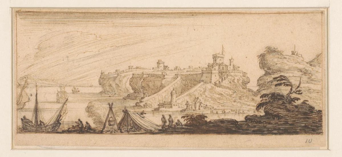 Uitzicht op Pozzuoli by Israël Silvestre, drawing, 1636-1687