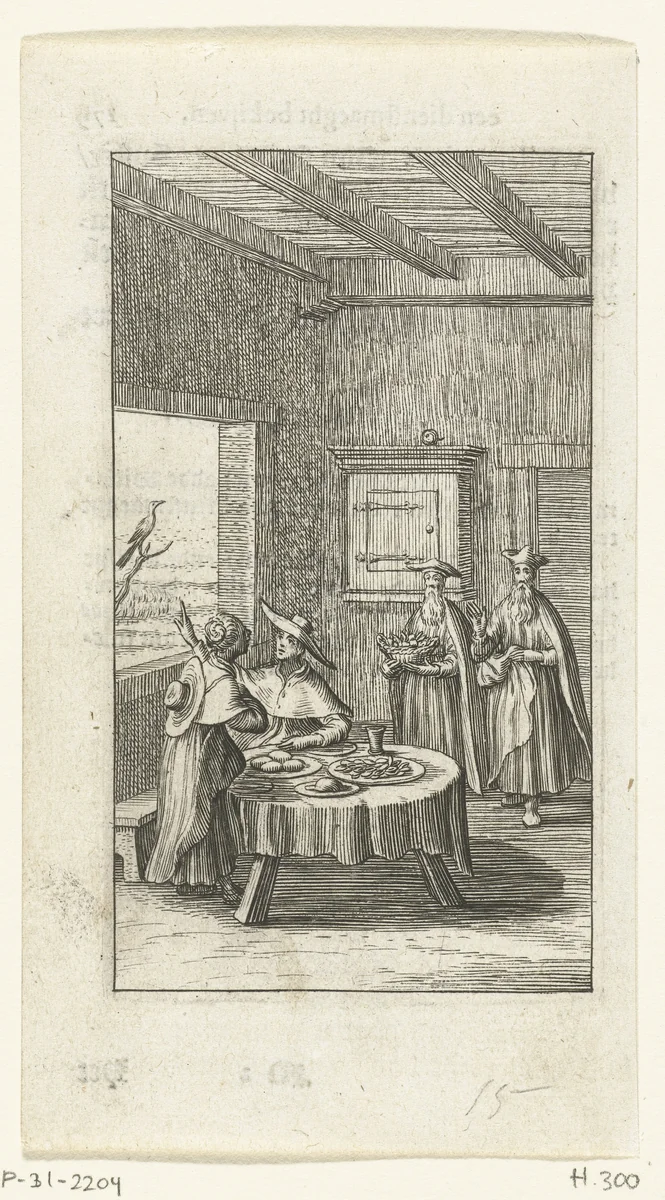 Willemynken negeert twee geestelijken met het heilige sacrament by Boëtius Adamsz. Bolswert, print, 1590-1627