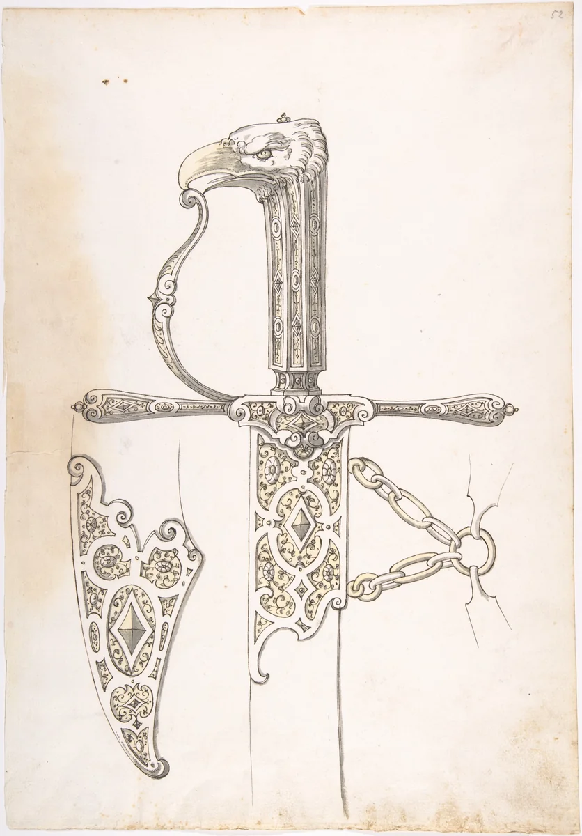 Design for a Sword by Erasmus Hornick, drawing, 1496-1583