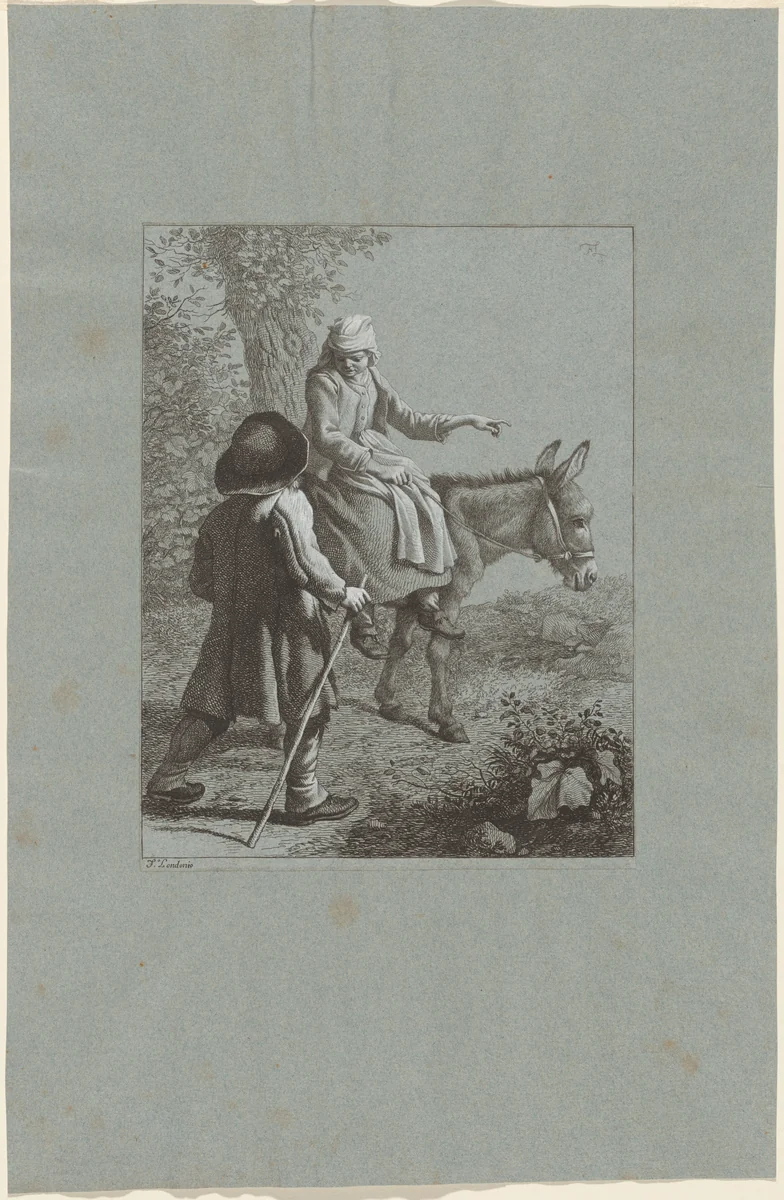 Boy and Girl with a Donkey by Francesco Londonio, print, 1764
