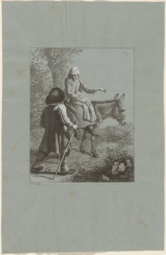Boy and Girl with a Donkey by Francesco Londonio, print, 1764
