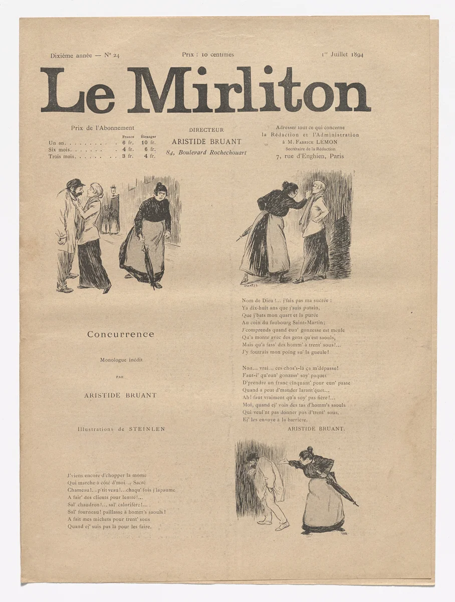 Le Mirliton, no. 24 by Théophile-Alexandre Steinlen, periodical, 1894