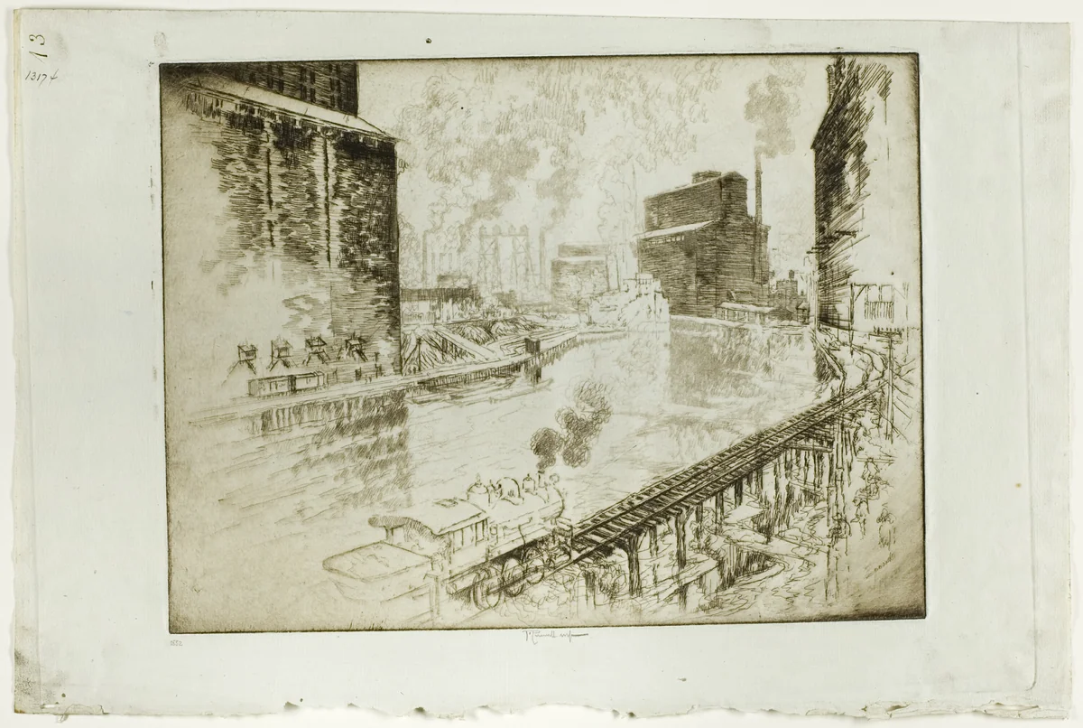 The Grain Elevators, Chicago by Joseph Pennell, print, 1910
