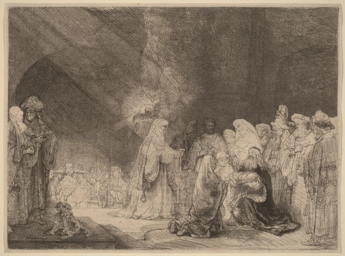 The Presentation in the Temple: Oblong Print by Rembrandt van Rijn, print, 1639
