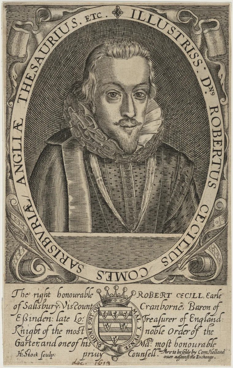 Robert Cecil, First Earl of Salisbury, Lord Treasurer by H. Stock, print, 1555-1695