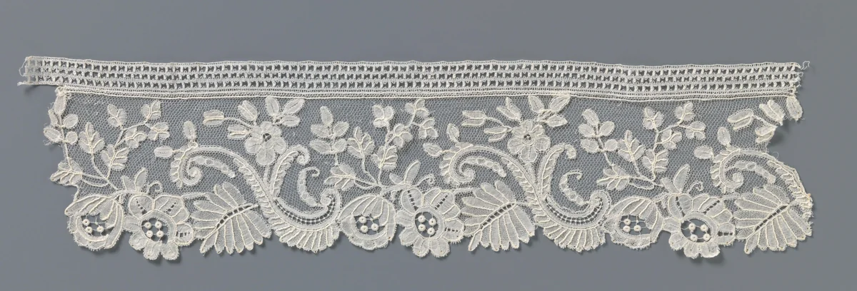 Strook gemengde kant met S-voluten by anonymous, other, 1875-1899