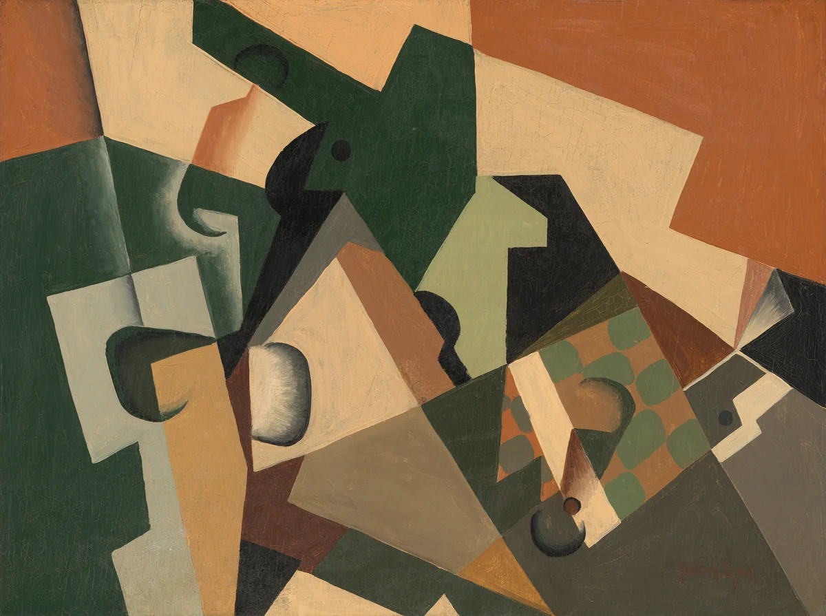 Glass and Checkerboard by Juan Gris, painting, 1917