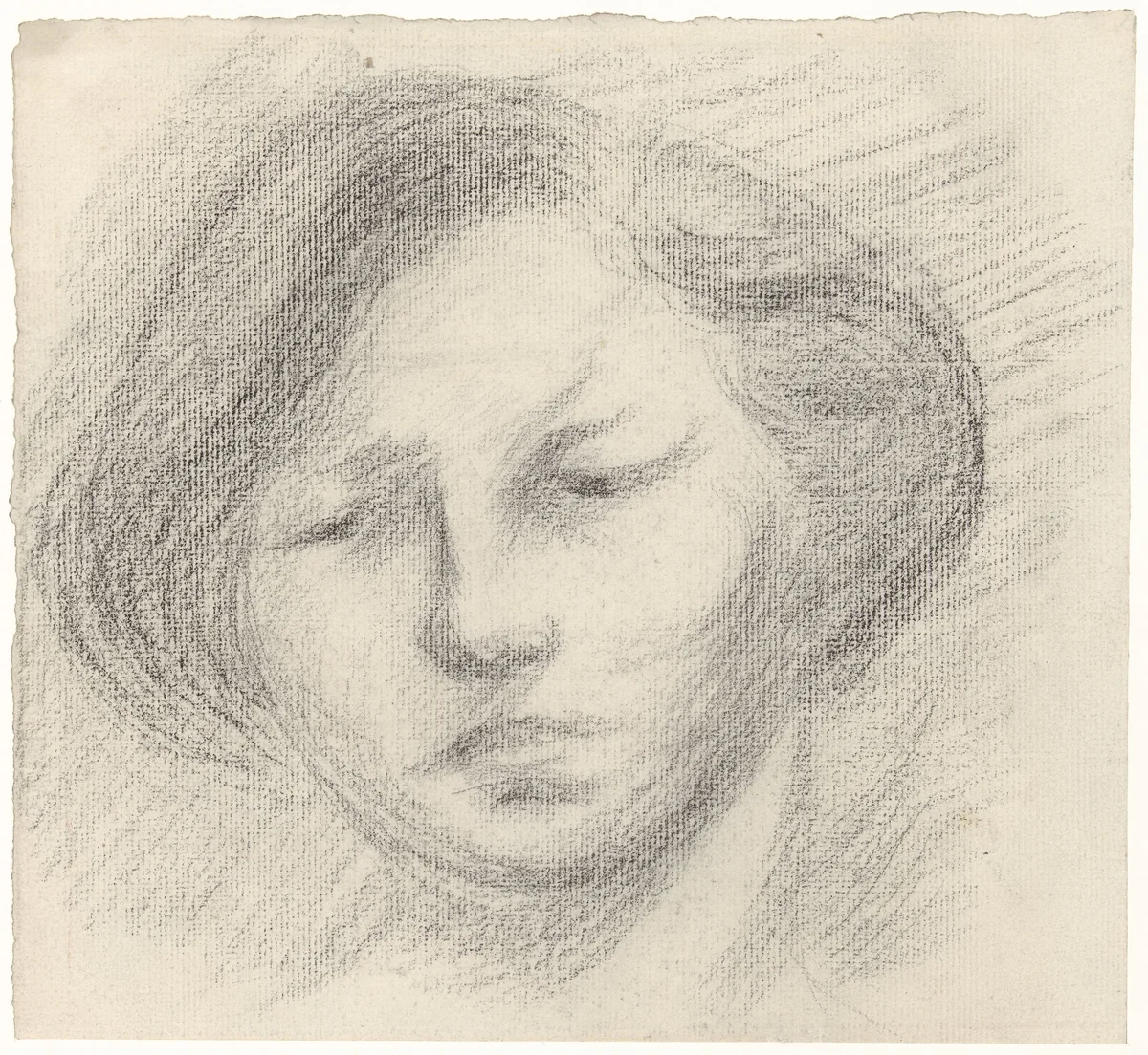Portret van een jonge vrouw by Eugène Carrière, drawing, 1859-1906