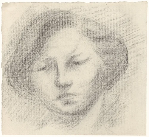 Portret van een jonge vrouw by Eugène Carrière, drawing, 1859-1906