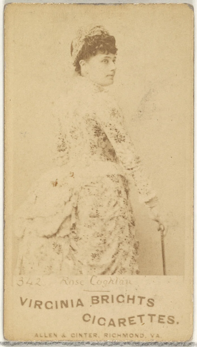 Card 342, Rose Coghlan, from the Actors and Actresses series (N45, Type 1) for Virginia Brights Cigarettes by Allen & Ginter, photograph, 1885-1891