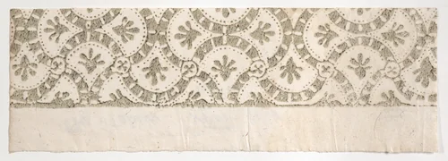 Fragment of a sheet with green curved shapes by anonymous, print, 1800-1900