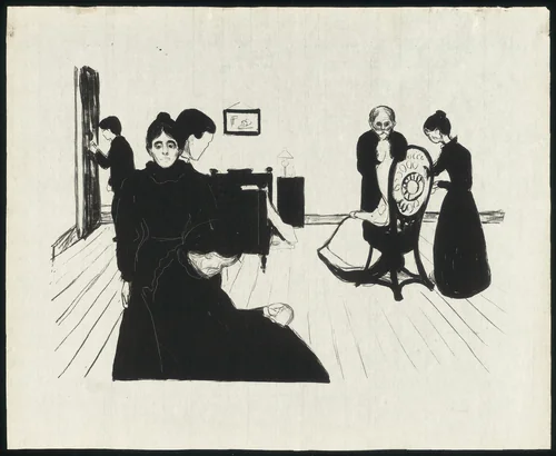 Death in the Sickroom by Edvard Munch, print, 1896