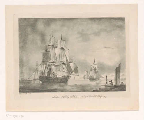 Schepen bij de kust by Edward Hedges, print, 1787