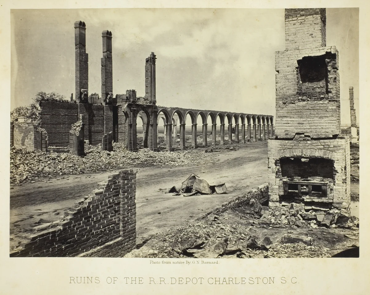 Ruins of the R.R. Depot Charleston, S.C. by George Barnard, photograph, 1865
