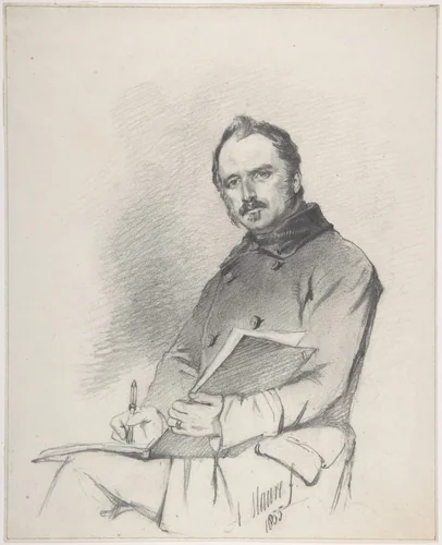 Portrait of Pieter Frederik van Os by Anton Mauve, drawing, 1855