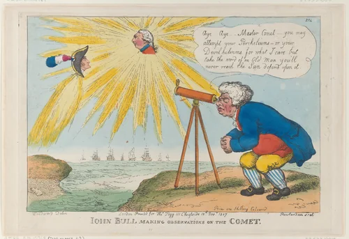 John Bull Making Observations on the Comet by Thomas Rowlandson, print, 1807