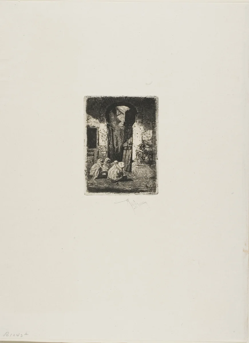 Tanger, Arabes Assis by Mariano Fortuny, print, 1858-1874